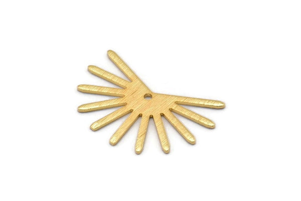 Gold Sun Charm, 4 Textured Gold Plated Brass Sun Charms With 1 Hole (18x25x0.80mm) M02289