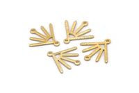 Gold Sun Charm, 6 Textured Gold Plated Brass Sun Charms With 2 Loops (18x17x0.80mm) M02428
