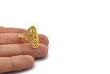 Brass Royal Ring, 2 Raw Brass Royal Rings With 1 Stone Settings - Pad Size 5x3mm N1954