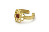 Brass Royal Ring, 2 Raw Brass Royal Rings With 1 Stone Settings - Pad Size 4mm N1947