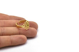 Brass Royal Ring, 2 Raw Brass Royal Rings With 1 Stone Settings - Pad Size 4mm N1947