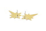 Brass North Star Earring, 6 Raw Brass Pole Star Stud Earrings (27x22x0.80mm) M02480 A0054