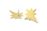 Brass North Star Earring, 6 Raw Brass Pole Star Stud Earrings (27x22x0.80mm) M02480 A0054
