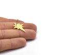 Brass North Star Earring, 6 Raw Brass Pole Star Stud Earrings (27x22x0.80mm) M02480 A0054