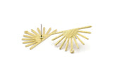 Brass Sun Earring, 4 Textured Raw Brass Sun Stud Earrings With 1 Loop (17x30x0.80mm) M02316 A0021