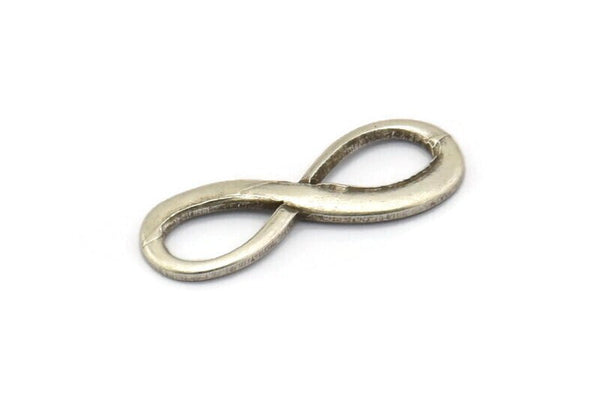 Silver Infinity Charm, 24 Antique Silver Plated Brass Infinity Necklace Charms, Earrings, Findings (23x8x1mm) D1141 H1142
