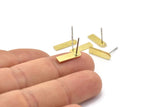 Stud Earring - 12 Raw Brass Stud Earrings (14x4x0.80mm) M02581 A0107