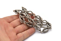 Silver Necklace Chain, Antique Silver Plated Brass Rope Chain Necklace, Chain Choker Necklace (45cm - 17.7 inc) 26x12mm N1882 Q0719