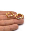 Brass Leverback Earring, 2 Raw Brass Square Hoop Zircon Earrings (20x17x5mm) SY0081