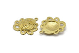 Brass Flower Charm, 2 Raw Brass Flower Charms With 1 Loop, Earring Findings (28x26mm) N1961