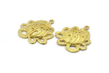 Brass Flower Charm, 2 Raw Brass Flower Charms With 1 Loop, Earring Findings (28x26mm) N1961