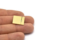 Brass Square Earring, 2 Raw Brass Square Shaped Stud Earrings (18x1mm) A2583 A0059