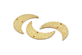 Gold Hammered Crescent Finding, 2 Gold Plated Brass Hammered Moons with 2 Holes (35x11x1.5mm) N0211 Q0073