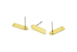 Brass Rectangle Earring, 12 Hammered Raw Brass Rectangle Stud Earrings With 1 Hole (14x4x0.80mm) M02815 A0168