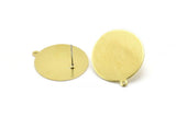 Brass Round Earring, 4 Raw Brass Round Stud Earrings With 1 Loop (24x22x0.80mm) M02661 A0060