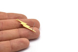 Brass Lightning Earring, 6 Textured Raw Brass Lightning Bolt Stud Earrings With 1 Loop (34x8x0.80mm) M02561 A0176