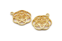 Flower of Life - 2 Gold Plated Flower of Life Pendant (23mm) N0241 Q0145