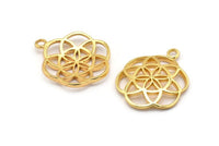Flower of Life - 2 Gold Plated Flower of Life Pendant (23mm) N0241 Q0145