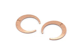 Rose Gold Moon Charm, 4 Rose Gold Plated Brass Textured Crescent Moon Charms With 2 Holes, Connectors (27x25x1mm) D0761 Q0765