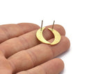 Brass Moon Earring, 4 Textured Raw Brass Moon Stud Earrings (22x6x0.80mm) M03090 A2590