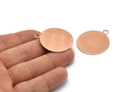 Rose Gold Round Tag,2 Rose Gold Plated Brass Textured Round Stamping Blanks With 1 Loop,Earrings,Pendants (35x30x0,50mm) D0734 Q0769
