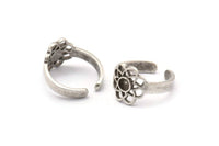 Silver Royal Ring, 2 Antique Silver Plated Brass Royal Rings With 1 Stone Settings - Pad Size 4mm N1947 H1487