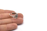Silver Royal Ring, 2 Antique Silver Plated Brass Royal Rings With 1 Stone Settings - Pad Size 4mm N1947 H1487