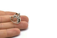 Gümüş Yüzük Ayarı, Antik Gümüş Kaplama Pirinç Duke Yüzüğü, 1 Taş Ayarı - Ped Boyutu 8x6mm N1948 H1485