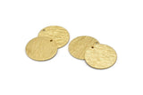 Brass Round Tag, 12 Raw Brass Round Textured Stamping Blanks With 1 Hole (20x0.80mm) D0641