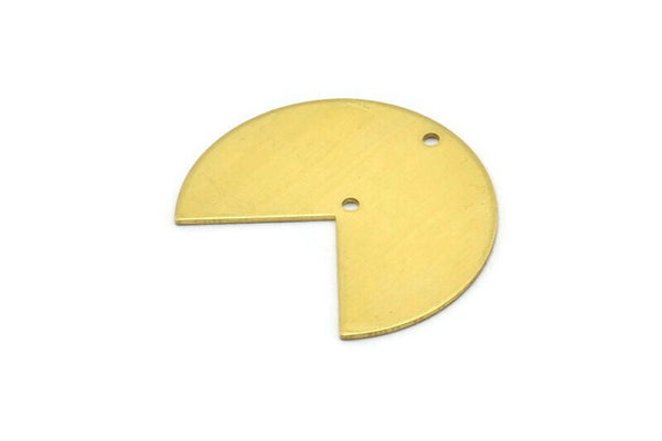 Brass Pizza Slice, 6 Raw Brass Three Quarters Stamping Blank Charms With 2 Holes, Pendants, Findings (30x35x0.80mm) A0387