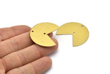 Brass Pizza Slice, 6 Raw Brass Three Quarters Stamping Blank Charms With 2 Holes, Pendants, Findings (30x35x0.80mm) A0387