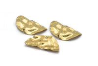 Semi Circle Charm, 12 Raw Brass Wavy Half Moon Charms With 2 Holes, Earrings, Findings (29x15x0.60mm) D0725