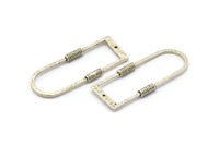 D Shape Rings, 2 Antique Silver Plated Brass D Shape Textured Connectors With 1 Hole, Rings  (47x19x1.4mm) BS 1884 H0454
