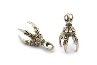 Dragon Claw Pendant, 1 Antique Silver Plated Brass Dragon Claw Charms, Necklace Pendants (36x11mm) N0380 H0170