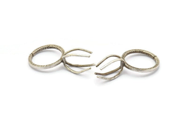 Claw Ring Settings, 1 Antique Silver Plated 4 Claw Ring Blanks For Natural Stones N0046 H0355