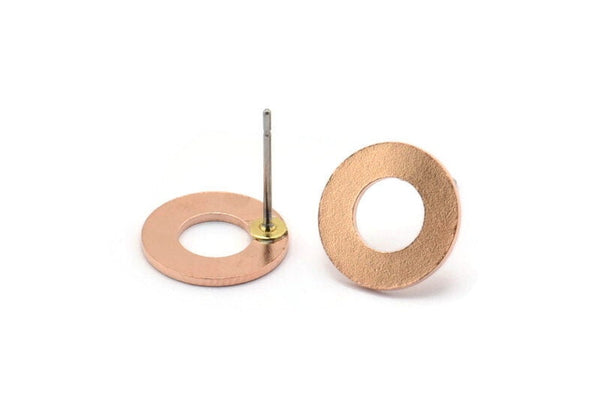 Copper Circle Earring, 12 Raw Copper Circle Stud Earrings (12x0.80mm) M007 A1503