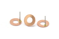 Copper Circle Earring, 12 Raw Copper Circle Stud Earrings (12x0.80mm) M007 A1503