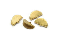 Brass Ribbon Crimp, 24 Raw Brass Textured Ribbon Crimp Ends With 1 Loop, Findings (20x12mm) D0779