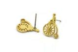 Brass Bicycle Earring, 10 Raw Brass Bicycle Stud Earrings (14x11mm) N1220