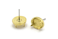 Brass Claw Earring, 6 Raw Brass 4 Claw Stud Earrings - Stone Setting - Pad Size 8x6mm N1295