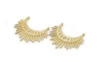 Moon Phases Pendant, Gold Plated Brass Crescent Pendants With 2 Loops, Earring Findings (48x23x1mm) N1017 Q0965