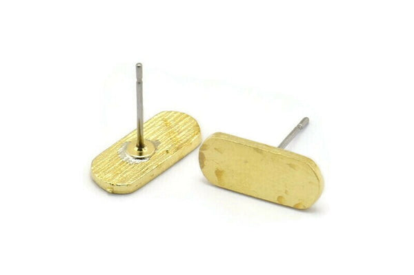 Küpe Çivisi, 6 Ham Pirinç - Geometrik Çivili Küpeler - Pirinç Küpeler - Küpeler (14x6x1,5 mm) N1408