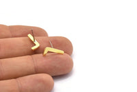 Earring Studs, 12 Raw Brass -  Geometric Stud Earrings - Brass Earrings - Earrings (14x7x1.5mm) N1415