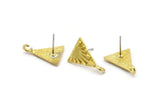 Brass Triangle Earring, 4 Raw Brass Triangle Stud Earrings (17x13x2mm) N1919