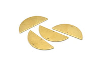 Brass Half Moon, 8 Raw Brass Semi Circle Blanks With 2 Holes, Charms, Earrings, Pendants (39x15x1mm) D0784