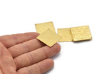 Brass Square Charm, 6 Raw Brass Textured Square Stamping Blanks With 1 Hole, Pendants, Earrings (25x0.80mm) D0796