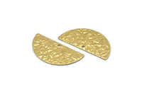 Semi Circle Charm, 24 Raw Brass Textured Half Moon Blanks With 1 Hole, Earrings, Pendants (25x12x0.60mm) D0794
