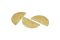 Semi Circle Charm, 24 Raw Brass Textured Half Moon Blanks With 1 Hole, Earrings, Pendants (25x12x0.60mm) D0794