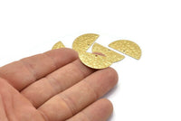 Semi Circle Charm, 24 Raw Brass Textured Half Moon Blanks With 1 Hole, Earrings, Pendants (25x12x0.60mm) D0794