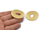 Brass Grooved Disc, 4 Raw Brass Grooved Disc Charms With 1 Hole, Earrings, Pendants, Findings (42x38x0.50mm) D0799